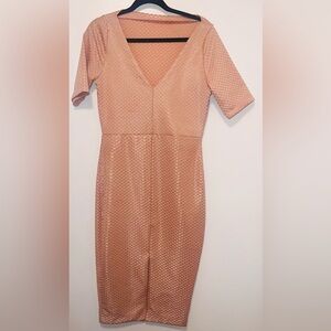 Pink Textured Women's Dress - form fitting